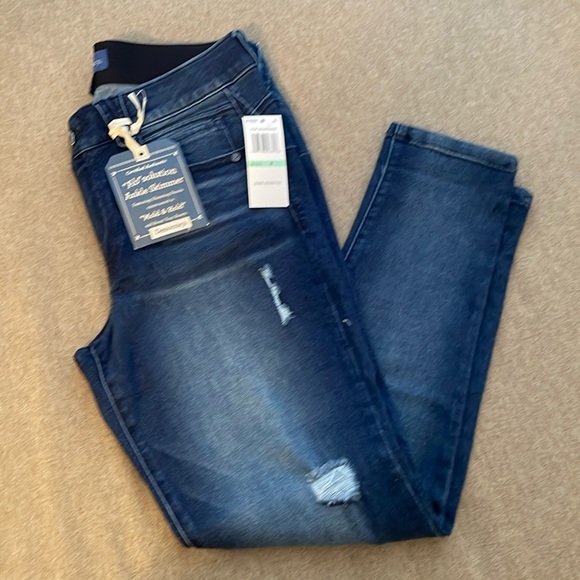 Democracy “Ab”solution Ankle Skimmer Distressed Jeans Sz 8 New w/Tags - Picture 1 of 6